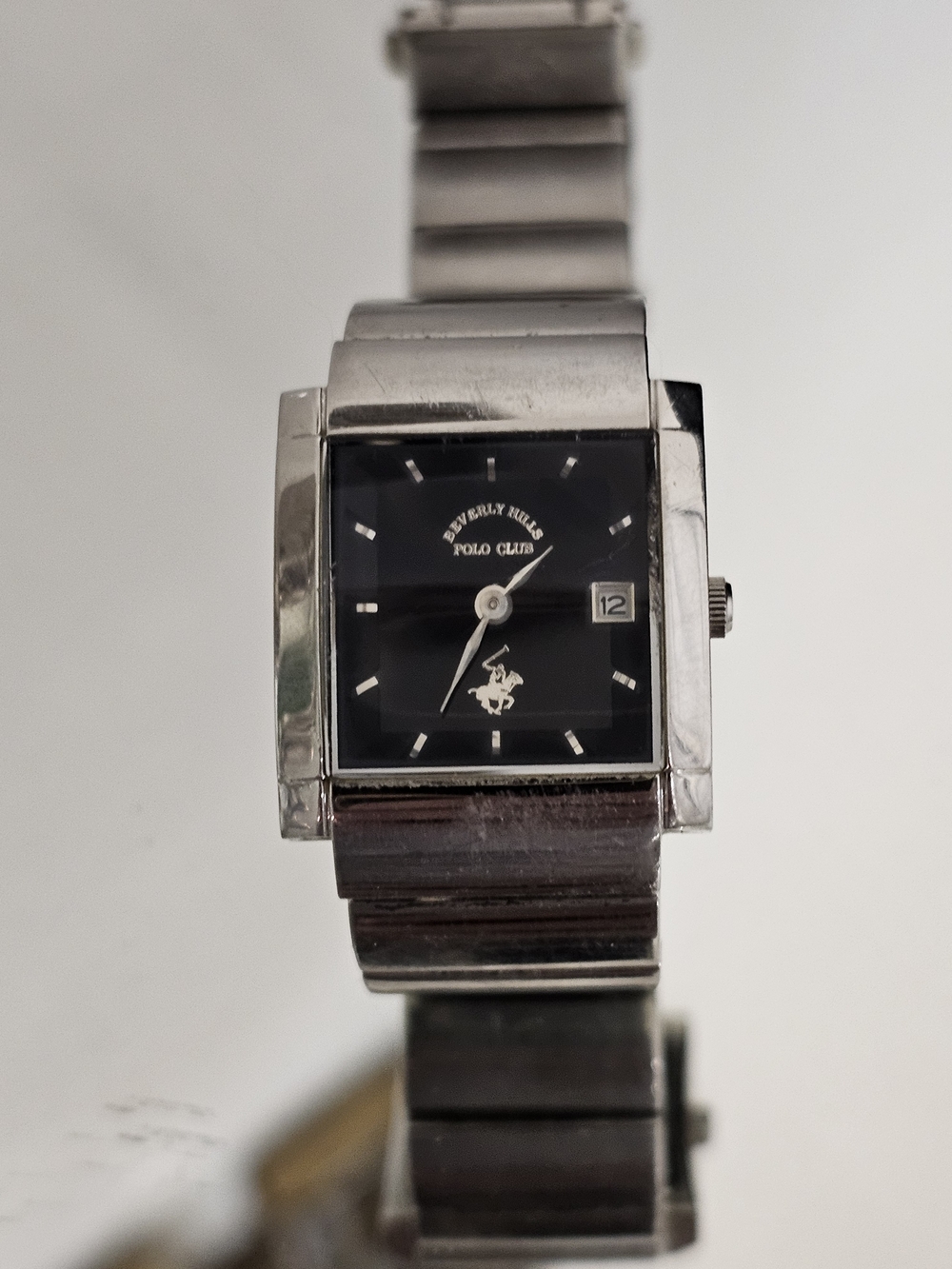 Beverly Hills Polo Club Stainless Steel Square Black Dial Watch